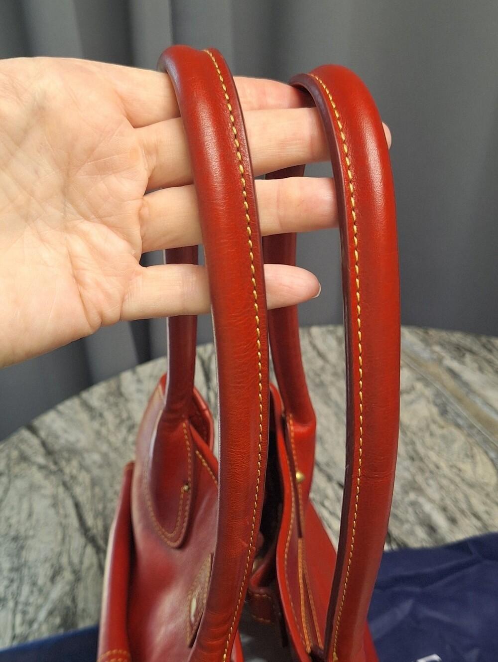 Dooney and Bourke Florentine Leather Pocket Shopper, RED, GUC - Picture 10 of 16